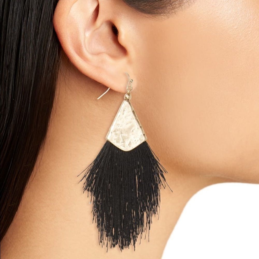 Canvas Fan Tassel Earrings (G1)